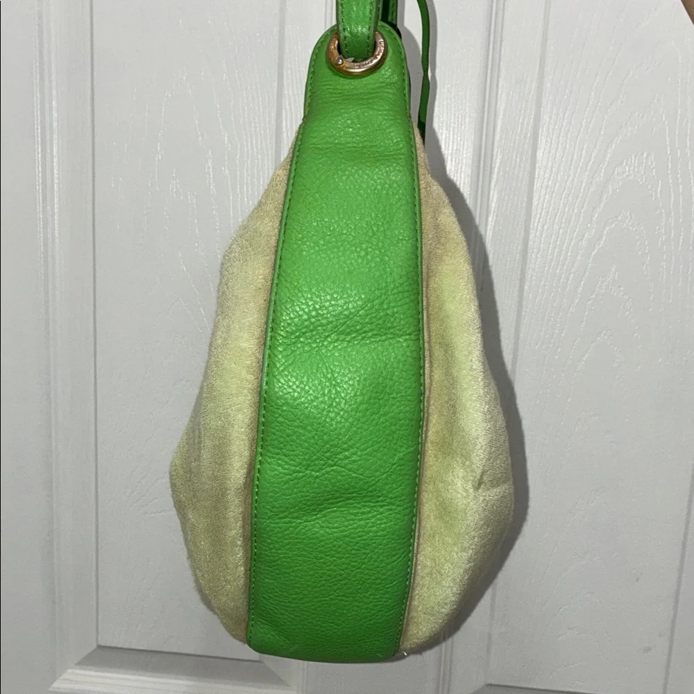 Y2K VINTAGE JUICY COUTURE Viva La Juicy Green VELOUR LEATHER Hobo Bag PURSE